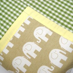 Baby Blanket, Crawling Cuddly Blanket in Beige/Green With Elephants 105 X cm, Thickly Padded - thumbnail 3