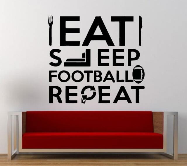 Eat Sleep Play Football Repeat American Sport Outdoors Wall Decal Sticker Vinyl Mural Leaving Bedroom Room Home Decor Free Shipping L296 - image 1