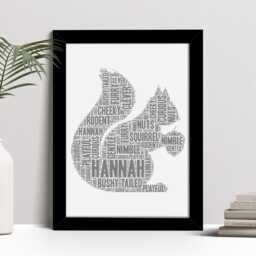 Personalised Squirrel Word Art Print, Woodland Animal Gift, Custom Wall Framed Picture, Present For Men, Women Nl - thumbnail 2
