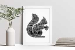 Personalised Squirrel Word Art Print, Woodland Animal Gift, Custom Wall Framed Picture, Present For Men, Women Nl - thumbnail 1