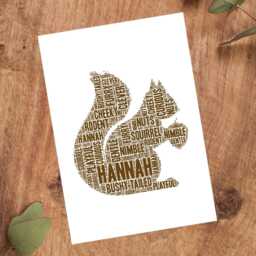 Personalised Squirrel Word Art Print, Woodland Animal Gift, Custom Wall Framed Picture, Present For Men, Women Nl - thumbnail 3