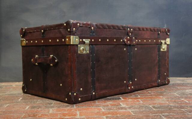Travel Trunk Campaign Style English Leather Handmade - image 1