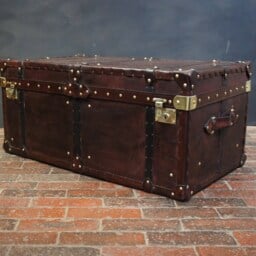 Travel Trunk Campaign Style English Leather Handmade - thumbnail 2