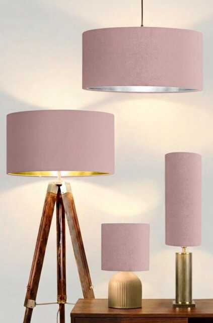 New Luxury Velvet Blush Powder Pink Drum Lamp Shade & Pendant Light Suitable For Both Table Ceilings - image 1