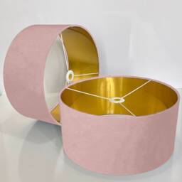 New Luxury Velvet Blush Powder Pink Drum Lamp Shade & Pendant Light Suitable For Both Table Ceilings - thumbnail 3