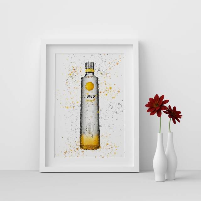 C??roc Pineapple Vodka Bottle Watercolour Splash A3, A4, 10x8, 8x6, 5x7 & 4x6 Wall Art Prints