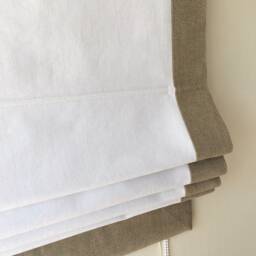 Linen Roman Shade, Tuscany White, Irish Border, Window Treatment - thumbnail 2