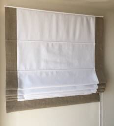 Linen Roman Shade, Tuscany White, Irish Border, Window Treatment - thumbnail 1