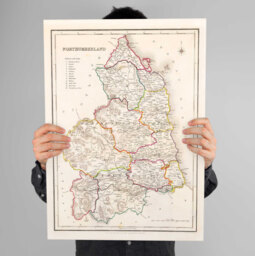 Northumberland Map - Old Of County 1844 Samuel Lewis Vintage Print Morpeth Ashington Blyth Cramlington - thumbnail 1