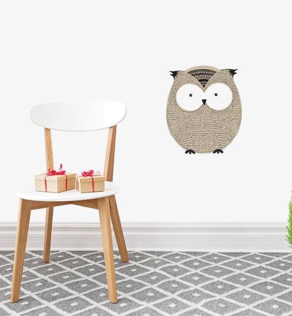 Wide Eyed Owl Wall Sticker Decal - Kids Stickers, Animals Childrens Decals, Art, Room, Girl, Boy