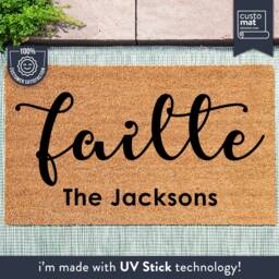 F??ilte Irish Welcome Customizable Doormat - Personalized Family Name New Home Gift Realtor Housewarming - thumbnail 1