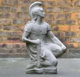 Outdoor Roman Soldier Sculpture Stone Statue Concrete Greek Man Figurine Soldier Lover Gift Lawn Ornament Garden Decoration - thumbnail 1