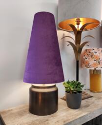 Purple Extra Tall Cone Lampshade in Velvet, 50cm Height