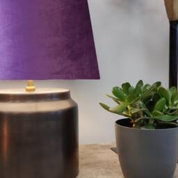 Purple Extra Tall Cone Lampshade in Velvet, 50cm Height - thumbnail 2