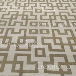 Hand-Knotted Oushak Rug Modern Geometric Wool Area Rug - thumbnail 3