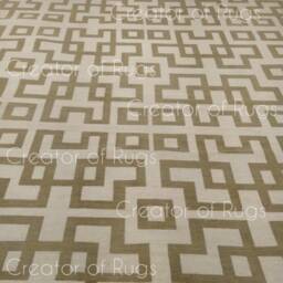 Hand-Knotted Oushak Rug Modern Geometric Wool Area Rug - thumbnail 2