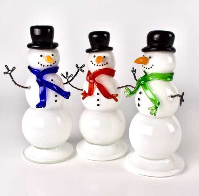 Snow Person - Hand Blown Glass - Winter Holiday Decor - image 1