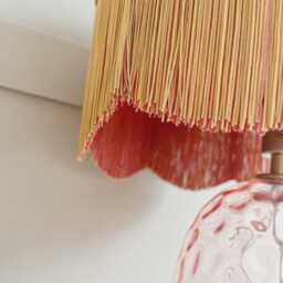 The Annabel - Dusky Pink Velvet Fringed Lampshade With Gold Art Deco Style, Handmade in England - thumbnail 2