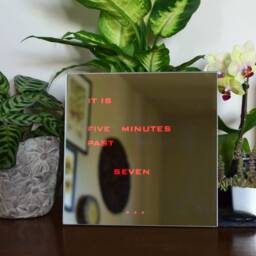 Multicolor English Word Clock - Mirror Rgb Led Clock, Wood Electronic Modern Wooden Desk Clook, Handcrafted - thumbnail 3