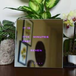 Multicolor English Word Clock - Mirror Rgb Led Clock, Wood Electronic Modern Wooden Desk Clook, Handcrafted - thumbnail 2