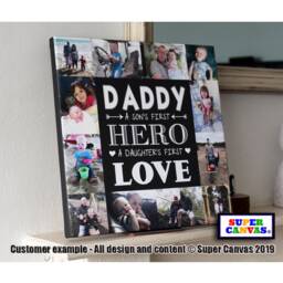 Dad Daddy Our Hero Fathers Day Personalised 12 Picture Photo Frame Collage Framed Canvas Print Handmade Birthday Gift - thumbnail 1