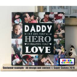 Dad Daddy Our Hero Fathers Day Personalised 12 Picture Photo Frame Collage Framed Canvas Print Handmade Birthday Gift - thumbnail 2