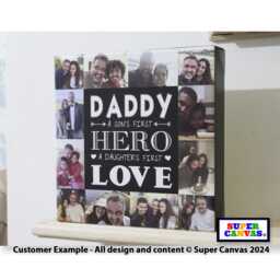 Dad Daddy Our Hero Fathers Day Personalised 12 Picture Photo Frame Collage Framed Canvas Print Handmade Birthday Gift - thumbnail 3