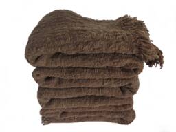 Handwoven Organic Cotton Fringe Throw Blanket, Walnut Brown