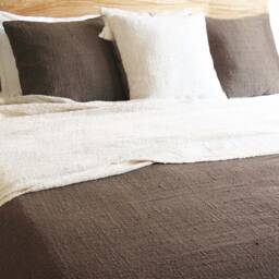 Handwoven Organic Cotton Fringe Throw Blanket, Walnut Brown - thumbnail 4