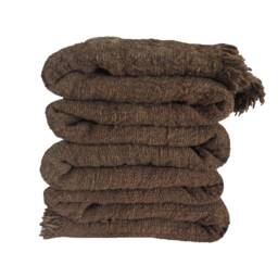 Handwoven Organic Cotton Fringe Throw Blanket, Walnut Brown - thumbnail 2