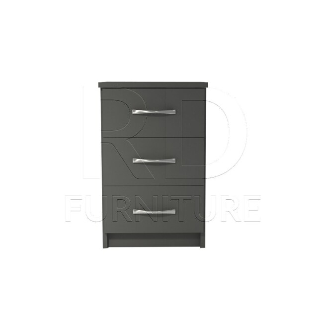 Grey Bedside Table, Bedside, Assembled Classic 3 Drawer - image 1