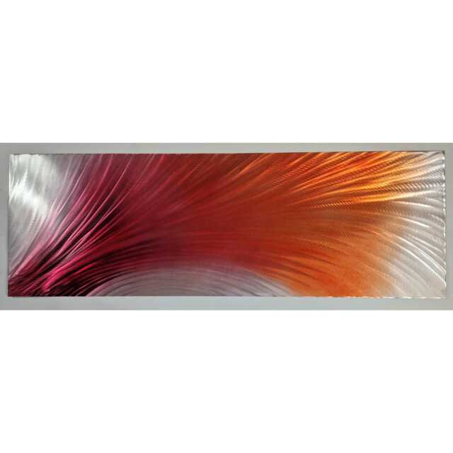 Plumage. Modern Abstract Metal Wall Art, Red Orange Silver. Indoor/Outdoor Decor - image 1