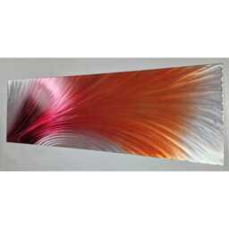 Plumage. Modern Abstract Metal Wall Art, Red Orange Silver. Indoor/Outdoor Decor - thumbnail 2