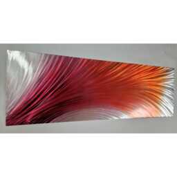 Plumage. Modern Abstract Metal Wall Art, Red Orange Silver. Indoor/Outdoor Decor - thumbnail 3