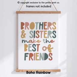 Brothers & Sisters Wall Art Print -Sibling Friendship Quote Poster - Kids Room Or Nursery Decor Family Love Gift Unframed - thumbnail 2