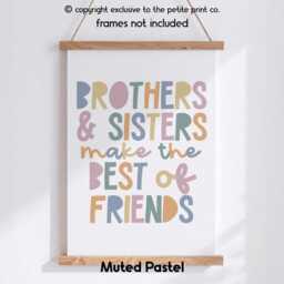 Brothers & Sisters Wall Art Print -Sibling Friendship Quote Poster - Kids Room Or Nursery Decor Family Love Gift Unframed - thumbnail 3