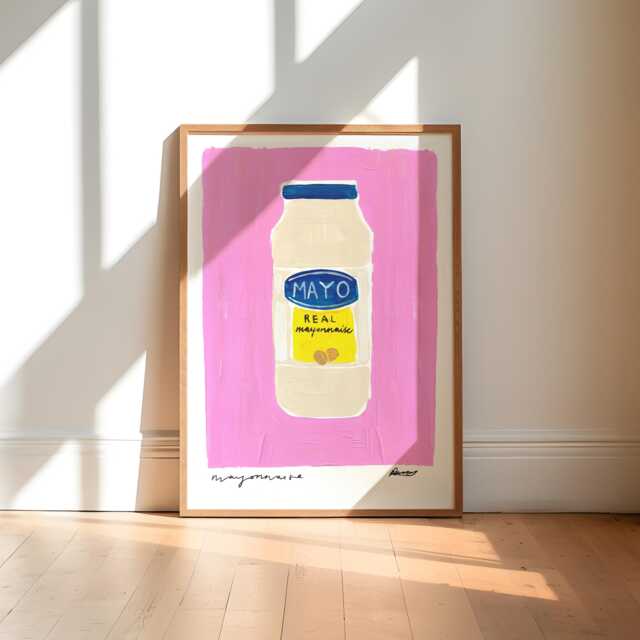 Mayonnaise Wall Art/Pink Print Kitchen Housewarming Gift Sauce Quirky - image 1