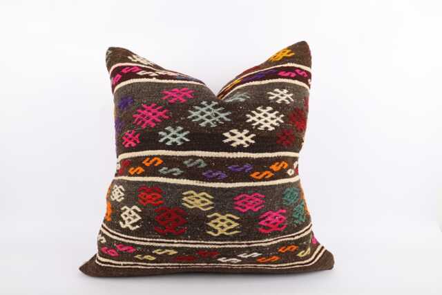 Handmade Turkish Kilim Pillow 24'' Vintage Wool Cushion - image 1