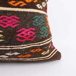 Handmade Turkish Kilim Pillow 24'' Vintage Wool Cushion - thumbnail 3