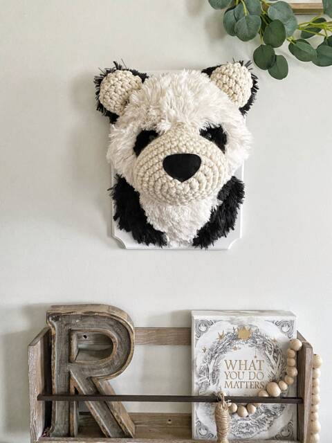 Panda Bear Minky Faux Taxidermy - Plush Head Wall Decor - image 1