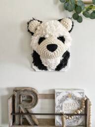 Panda Bear Minky Faux Taxidermy - Plush Head Wall Decor - thumbnail 1