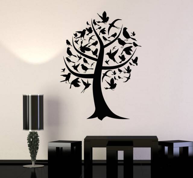 Tree Vinyl Wall Decal Nursery Kids Room Branch Nature Birds Guaranteed Quality Decor Stickers Mural - #2392Di - image 1