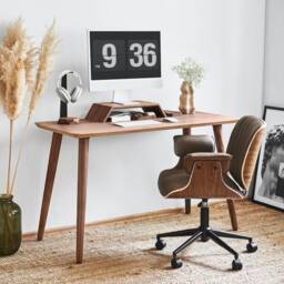 Wood Veneer Desk Mid Century Modern Home Office Desk - thumbnail 3