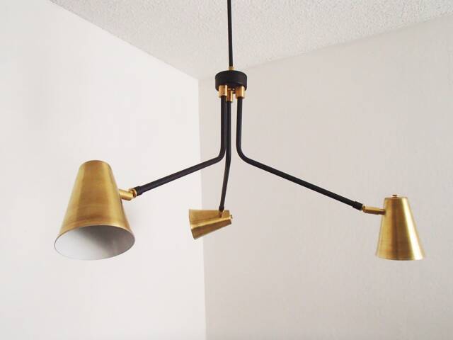 Modern Chandelier - Triple Arm Cone Shaded Dining Room Lighting Contemporary Living Rustic Pendant - image 1