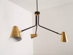 Modern Chandelier - Triple Arm Cone Shaded Dining Room Lighting Contemporary Living Rustic Pendant - thumbnail 1