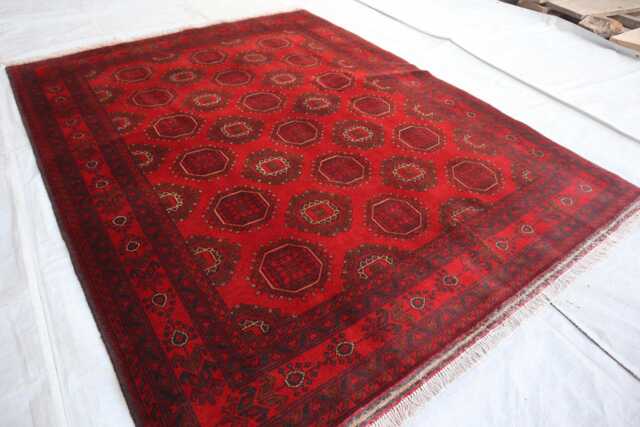 5x7 Ft Afghan Oriental Rug, Bukhara Handmade Geometric Genuine Khal Mohammedi Area Turkmen Living Room D??cor Carpet - image 1