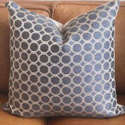 Home Decor Decorative Toss Pillow Cover- Thick Tweed - Throw Pillow- Blue, Tan, Cushion Cover Zipper - Feat. 18 X Inches - thumbnail 1