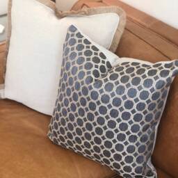 Home Decor Decorative Toss Pillow Cover- Thick Tweed - Throw Pillow- Blue, Tan, Cushion Cover Zipper - Feat. 18 X Inches - thumbnail 2