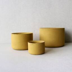 Terracotta Yellow Concrete Planters - Minimalist Desk Organizer - thumbnail 3