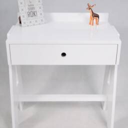 Premium Scandinavian Children's Desk - White Wooden Montessori Study - Handcrafted Table For Kidsroom - thumbnail 2